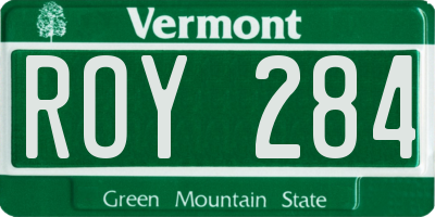 VT license plate ROY284