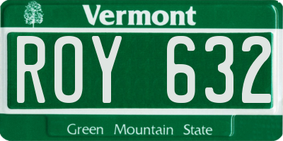 VT license plate ROY632