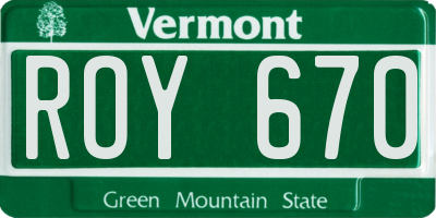 VT license plate ROY670