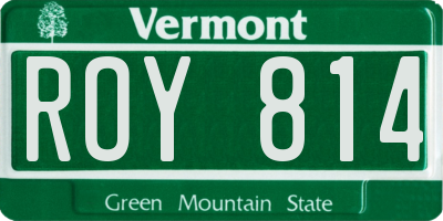 VT license plate ROY814