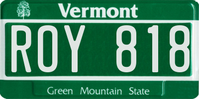 VT license plate ROY818