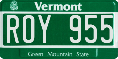 VT license plate ROY955