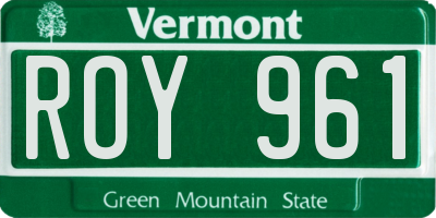 VT license plate ROY961