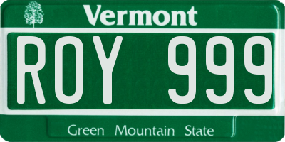 VT license plate ROY999