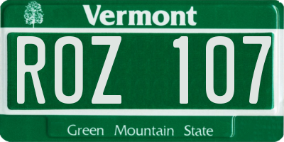 VT license plate ROZ107