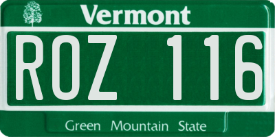 VT license plate ROZ116