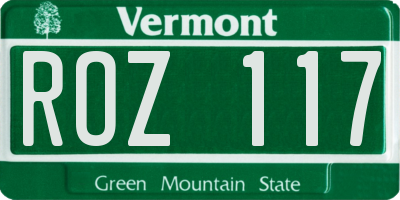VT license plate ROZ117