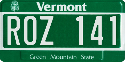 VT license plate ROZ141