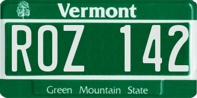 VT license plate ROZ142