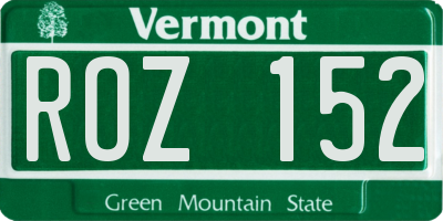VT license plate ROZ152