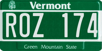 VT license plate ROZ174