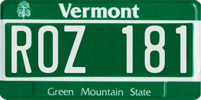 VT license plate ROZ181