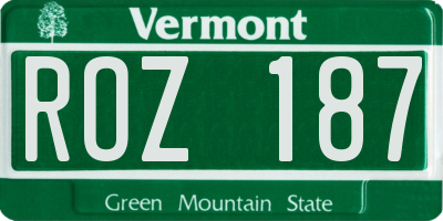 VT license plate ROZ187