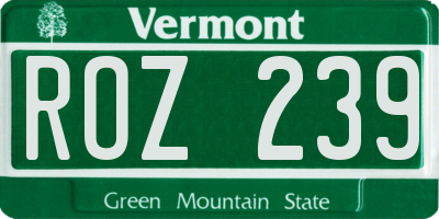 VT license plate ROZ239