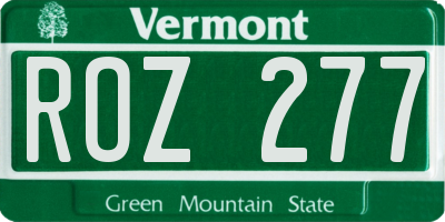 VT license plate ROZ277
