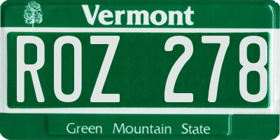 VT license plate ROZ278