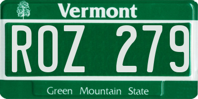 VT license plate ROZ279