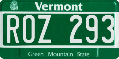 VT license plate ROZ293