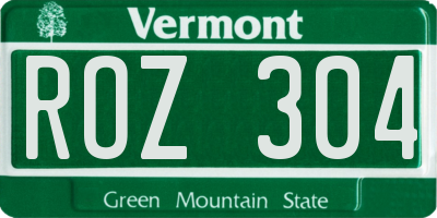 VT license plate ROZ304