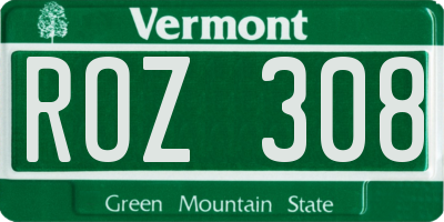 VT license plate ROZ308