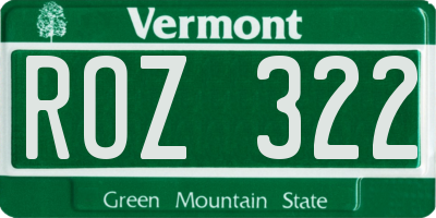 VT license plate ROZ322