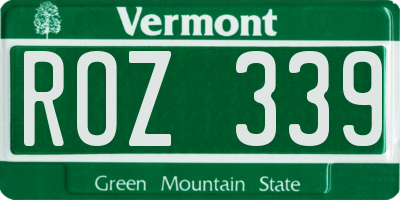 VT license plate ROZ339