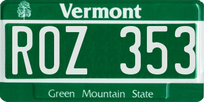 VT license plate ROZ353