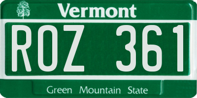 VT license plate ROZ361