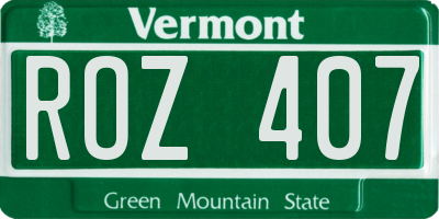 VT license plate ROZ407