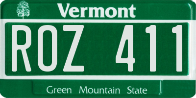 VT license plate ROZ411
