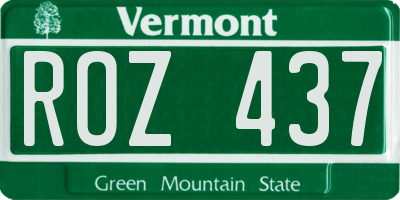 VT license plate ROZ437
