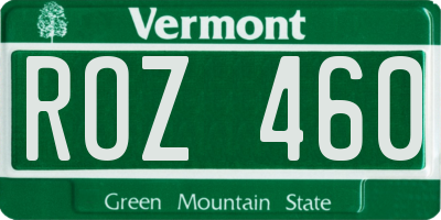 VT license plate ROZ460