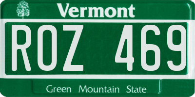 VT license plate ROZ469