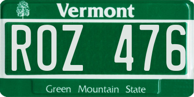 VT license plate ROZ476
