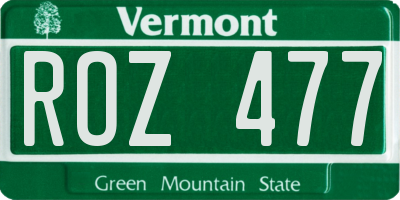 VT license plate ROZ477