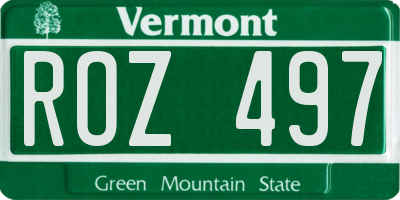 VT license plate ROZ497