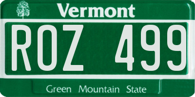 VT license plate ROZ499