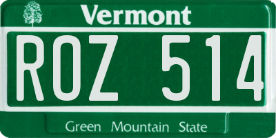 VT license plate ROZ514