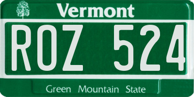 VT license plate ROZ524