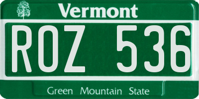 VT license plate ROZ536