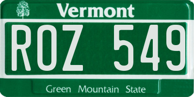 VT license plate ROZ549