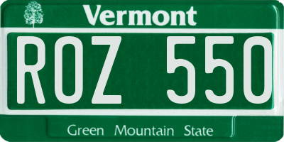 VT license plate ROZ550