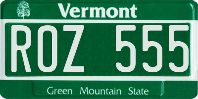 VT license plate ROZ555