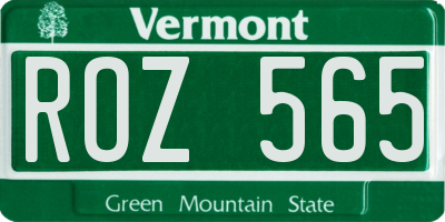 VT license plate ROZ565