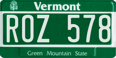 VT license plate ROZ578