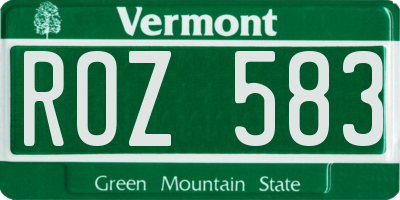 VT license plate ROZ583