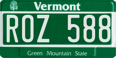 VT license plate ROZ588