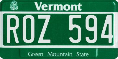 VT license plate ROZ594