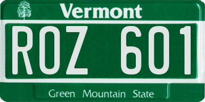 VT license plate ROZ601