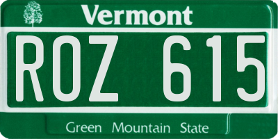VT license plate ROZ615